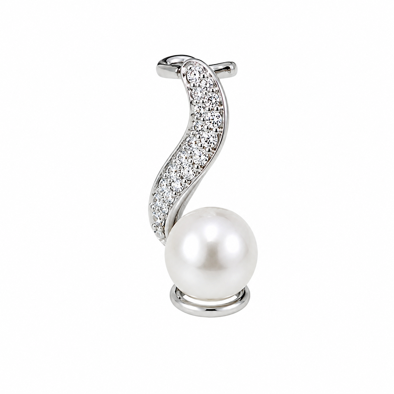 Elegant Silver Pearl Pendant Necklace